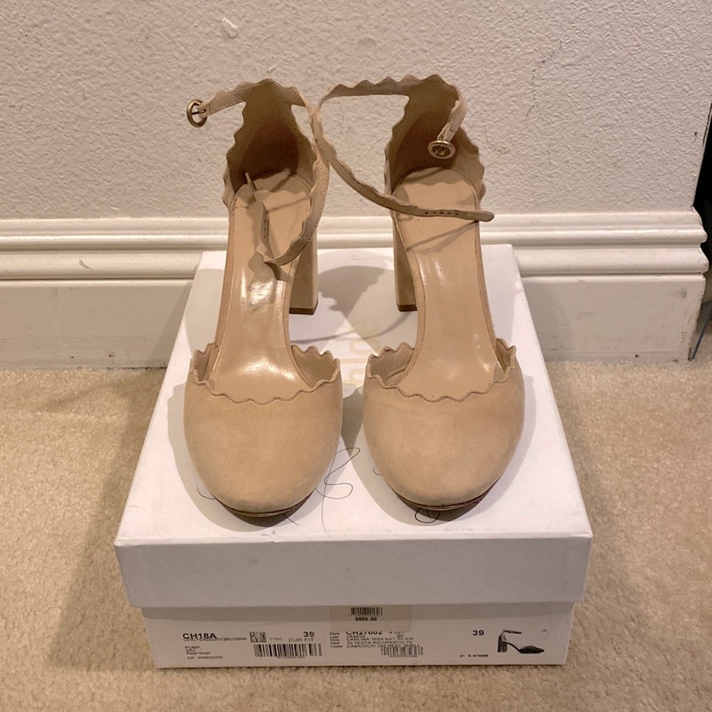 Chloe kitten heels beige suede